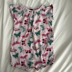 Tea collection butterfly bubble romper onesie 18-24 months pink green